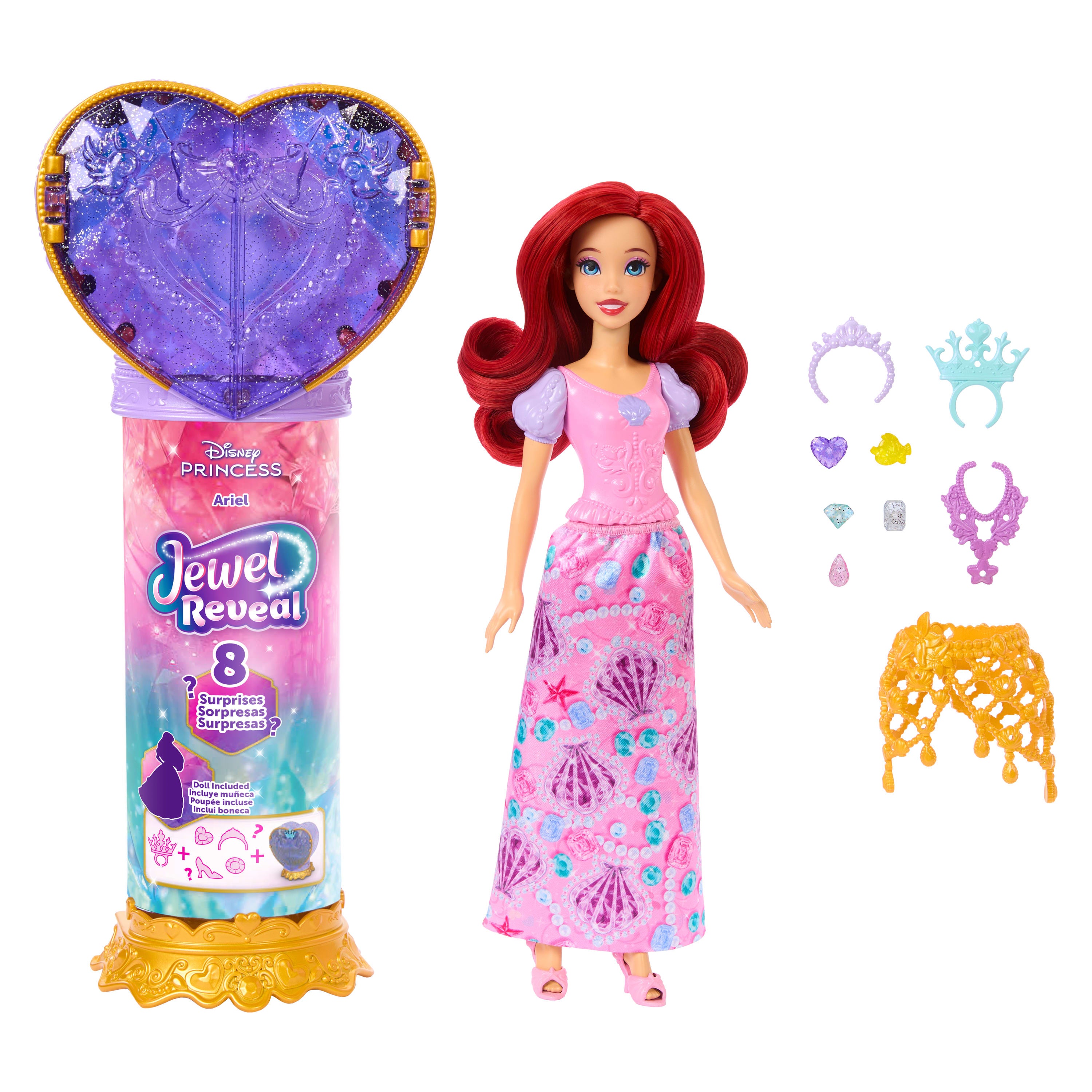 Disney Prensesi Sürpriz Takılar Ariel bebek ve değerli taş kutusu ile aksesuarlar gibi 10 aksesuar