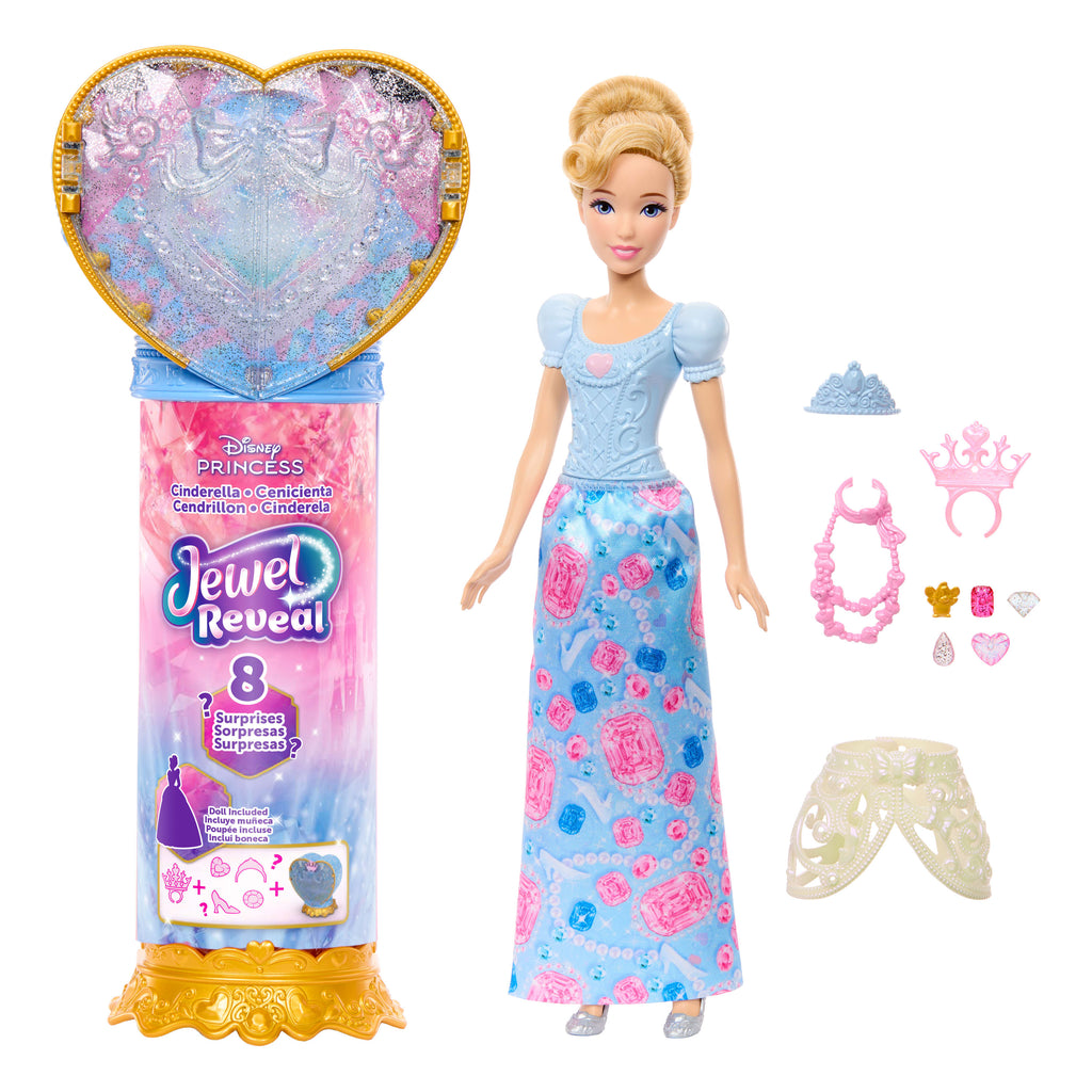 Disney Prensesi Sürpriz Takılar Cinderella bebek ve değerli taş kutusu ile aksesuarlar gibi 8 aksesuar