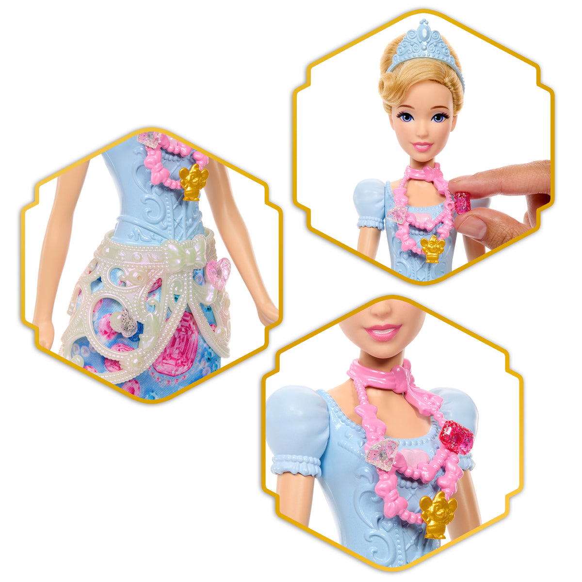 Disney Prensesi Sürpriz Takılar Cinderella bebek ve değerli taş kutusu ile aksesuarlar gibi 8 aksesuar