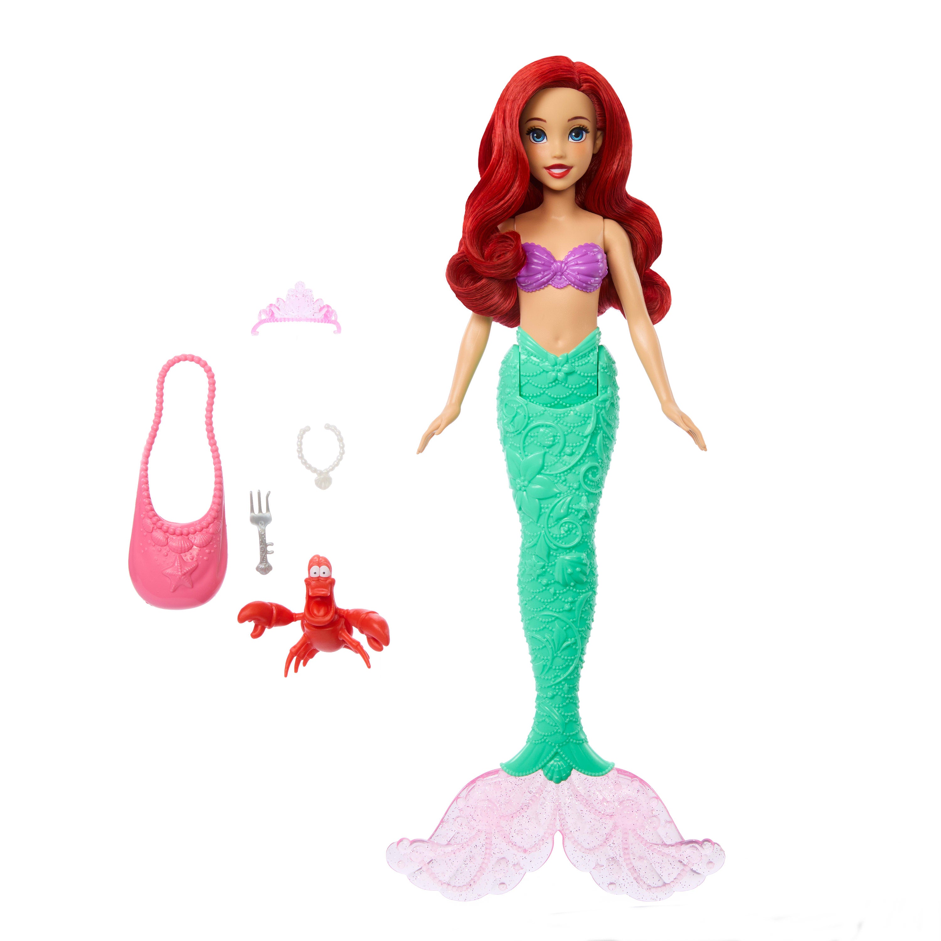 Disney Prensesi Okyanus Hikayeleri Ariel deniz kızı bebek, Sebastian figürü ve 4 aksesuar