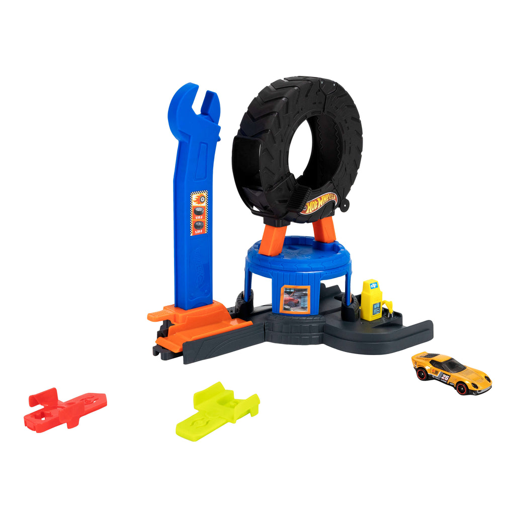 Hot Wheels City Şehir Merkezi Lastik Garajı Oyun Seti - 1:64 Ölçekli Metal Çekici Kamyon Dahil, Speed Snap Pist Uyumlu