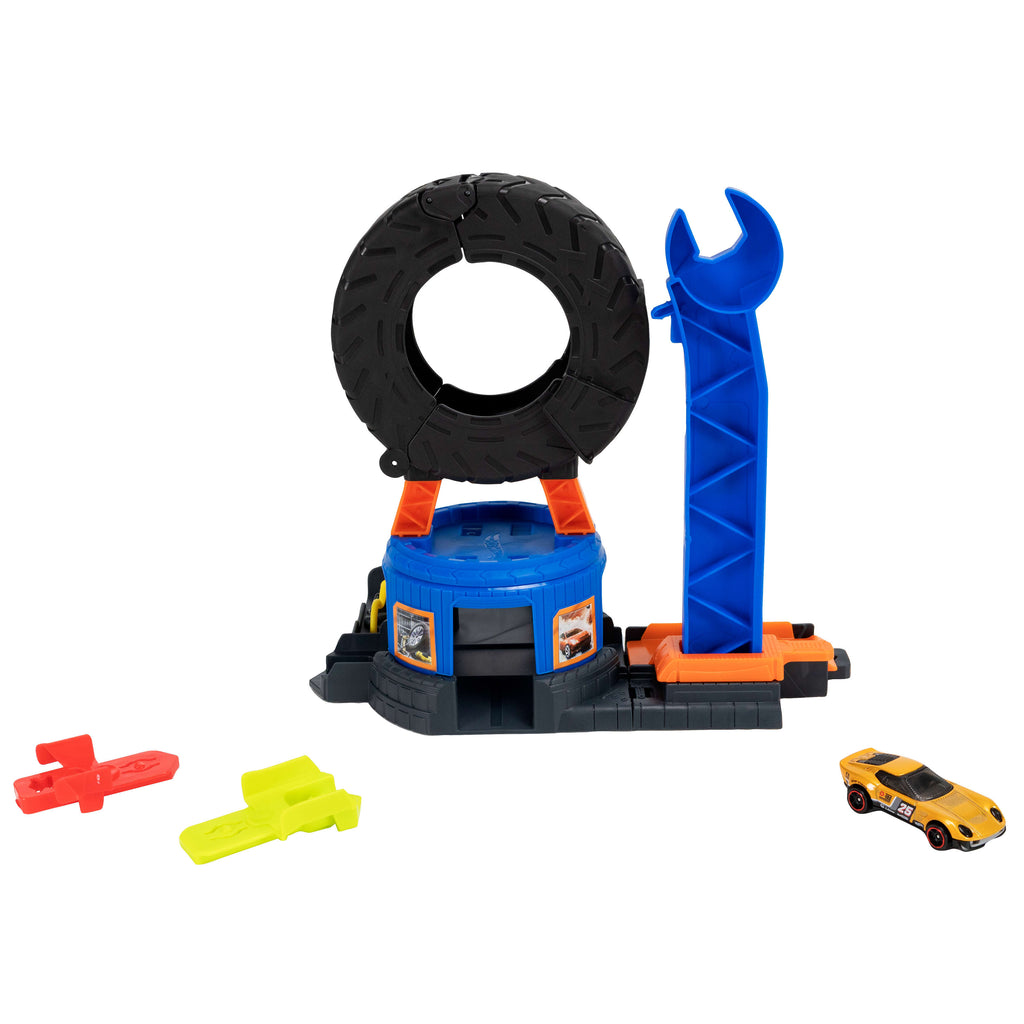 Hot Wheels City Şehir Merkezi Lastik Garajı Oyun Seti - 1:64 Ölçekli Metal Çekici Kamyon Dahil, Speed Snap Pist Uyumlu