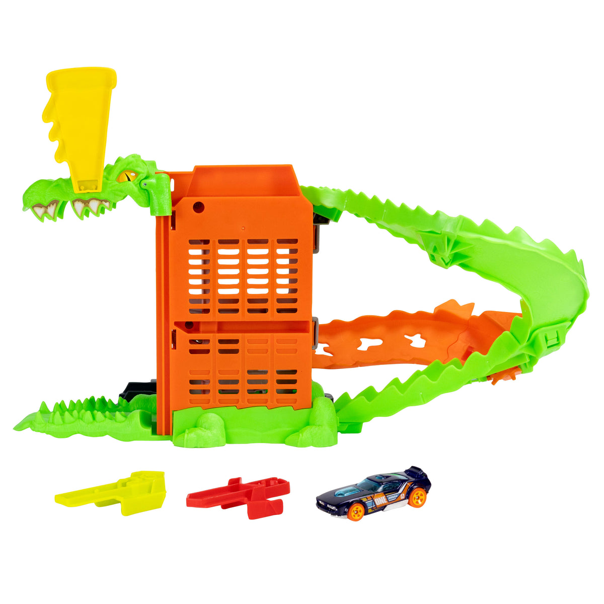 Hot Wheels City Timsah Pizza Saldırısı Oyun Seti - 1:64 Ölçekli Oyuncak Araba, Speed Snap Pistleriyle Uyumlu