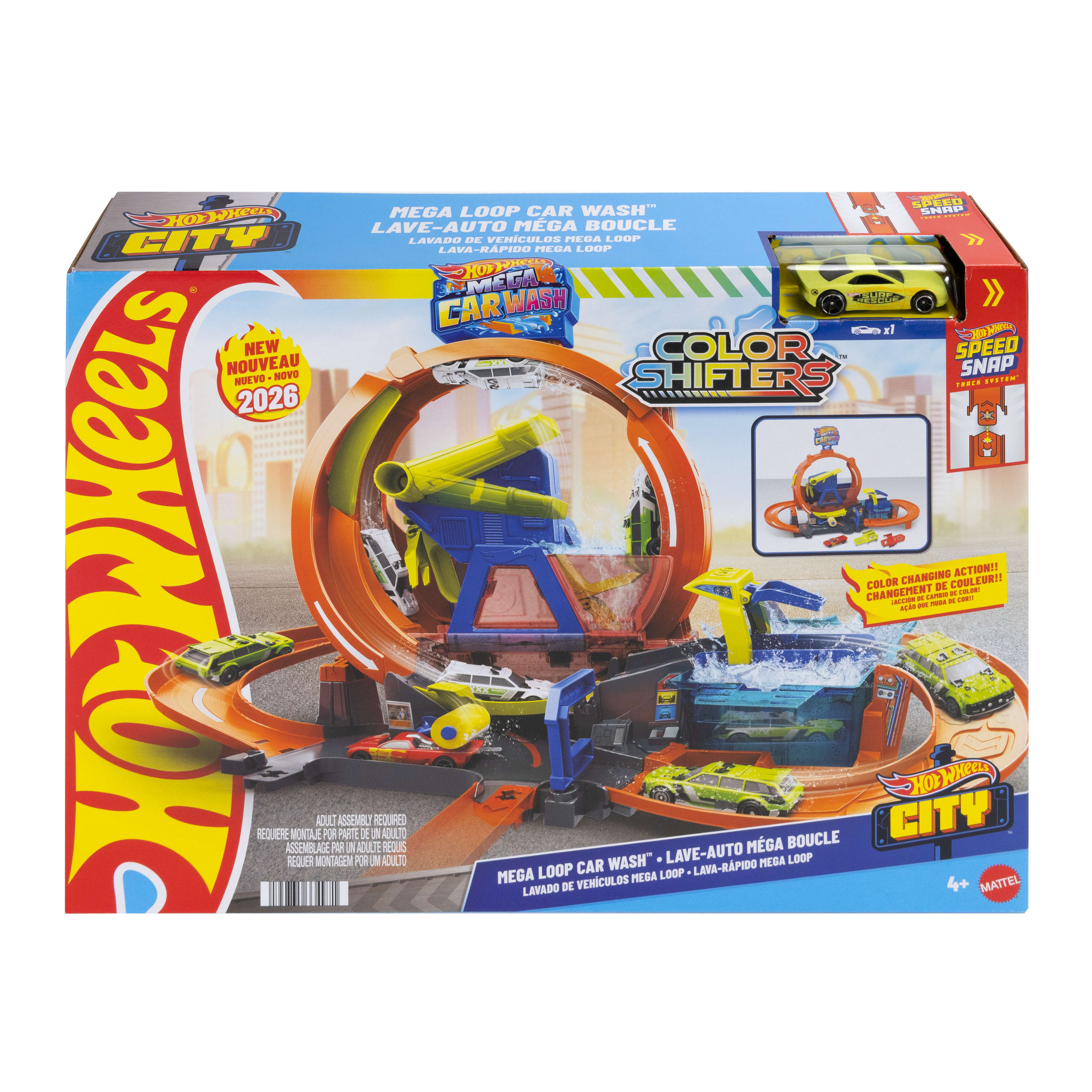 Hot Wheels City Mega Loop Araba Yıkama Oyun Seti - Renk Değiştiren Color Shifters Araçlı