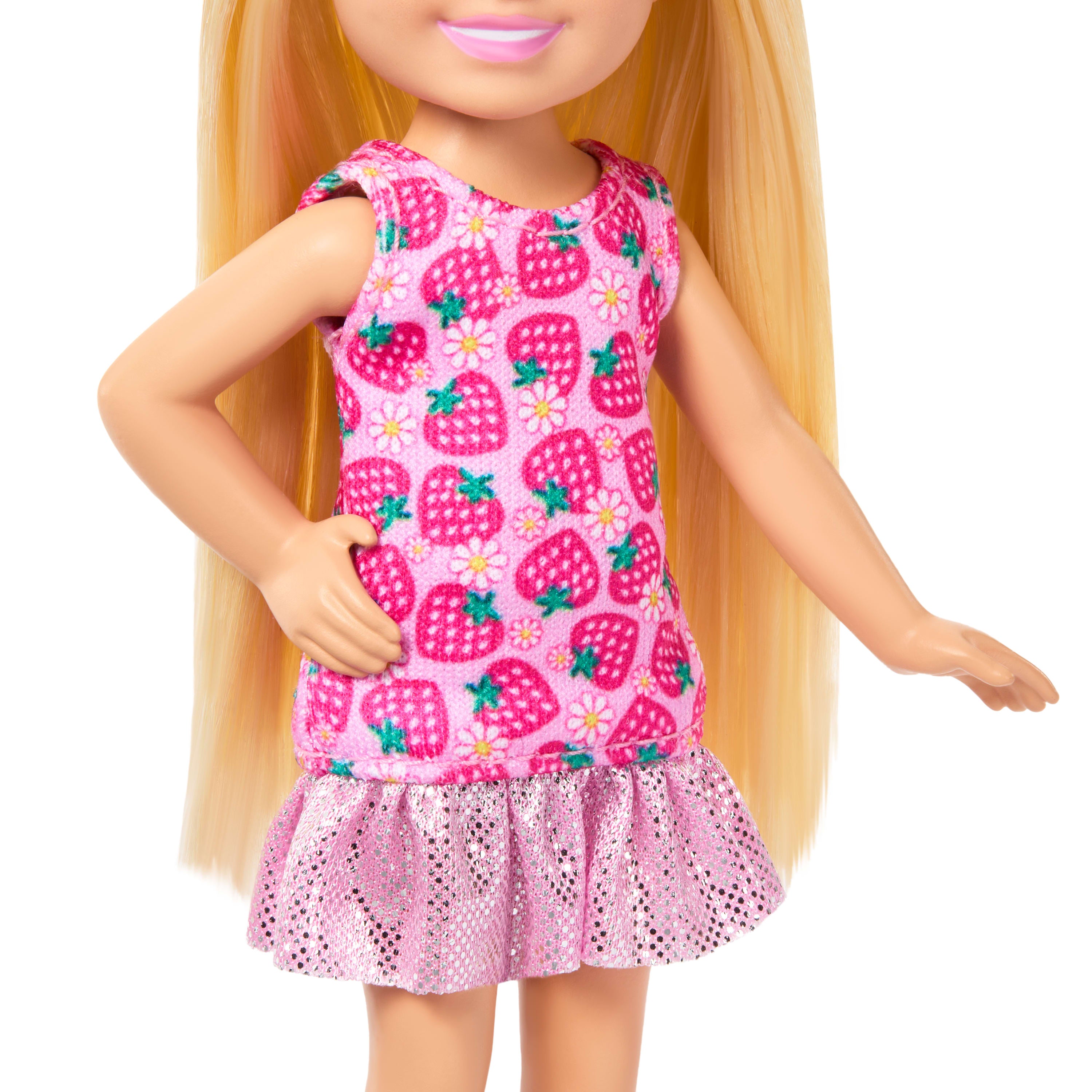 Barbie Chelsea küçük bebek (çilek desenli elbise)