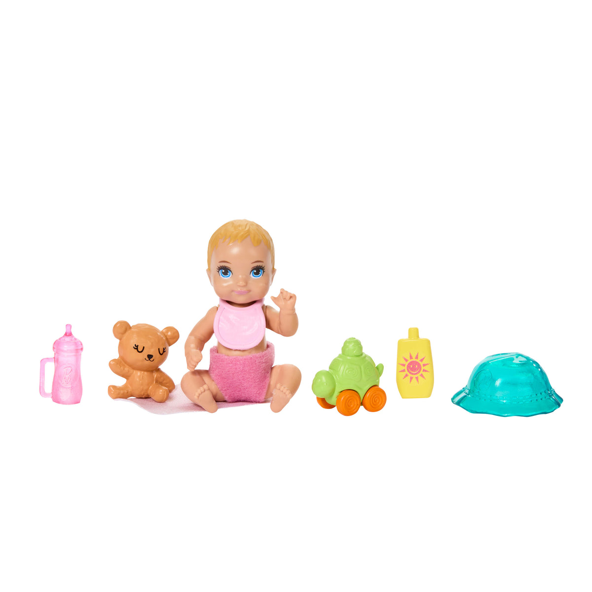 Barbie Bebek Bakıcısı Skipper oyun seti, Skipper ve küçük bebek, bebek arabası ve 7 aksesuar