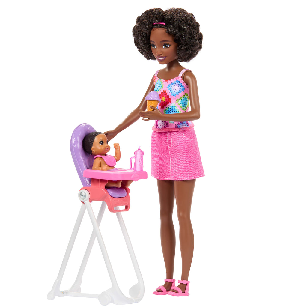 Barbie Skipper Bebek Bakıcıları oyun seti (mama sandalyeli)