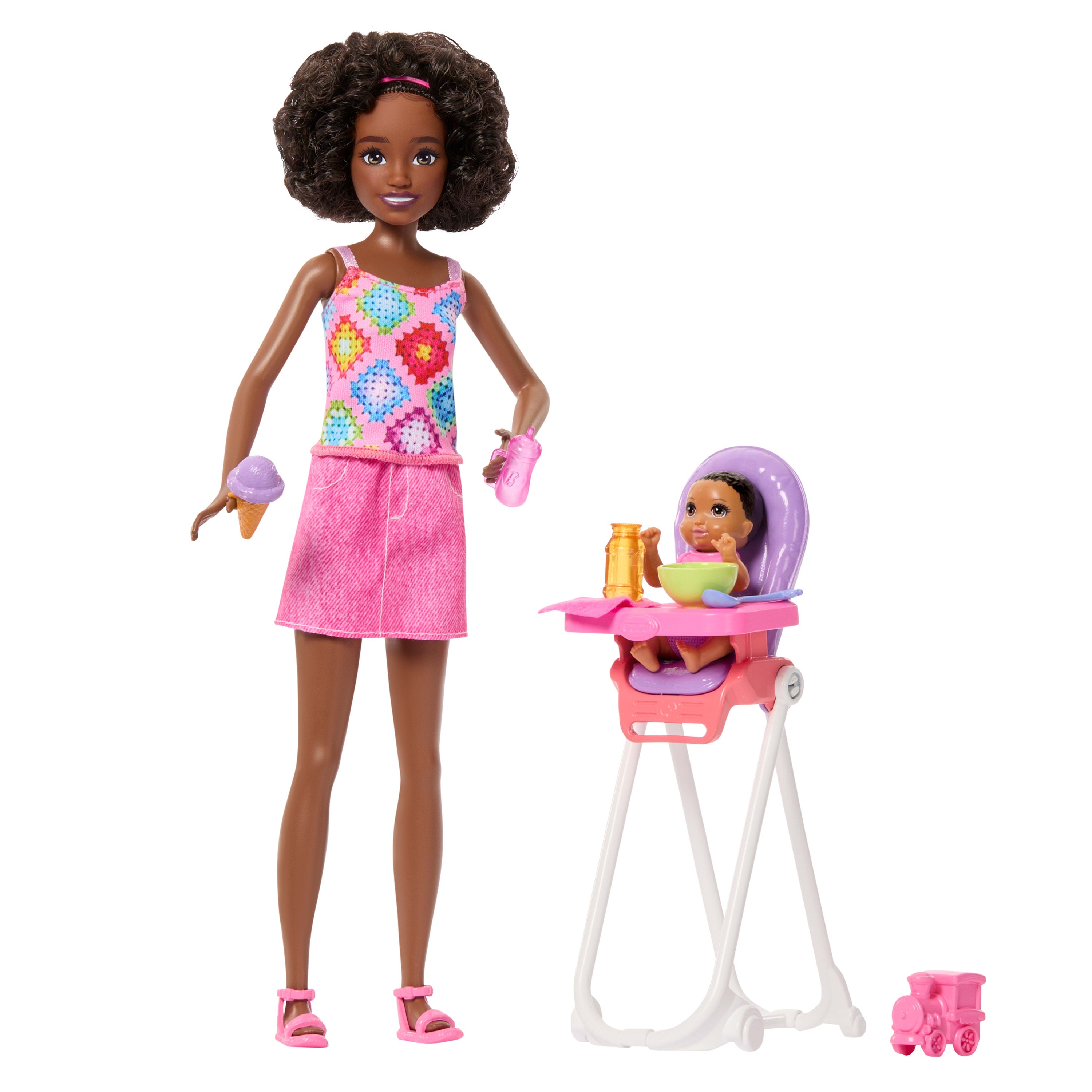 Barbie Skipper Bebek Bakıcıları oyun seti (mama sandalyeli)