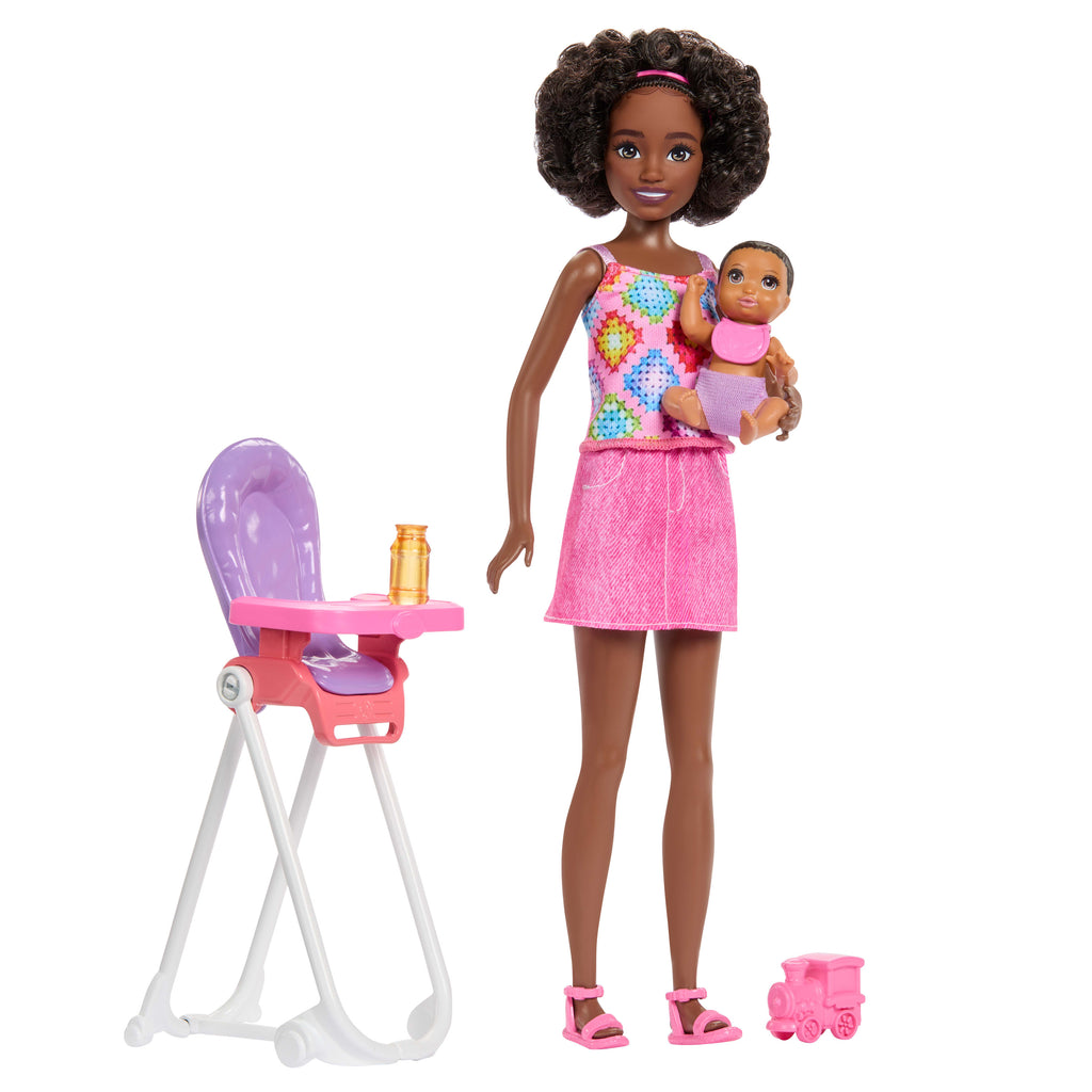 Barbie Skipper Bebek Bakıcıları oyun seti (mama sandalyeli)