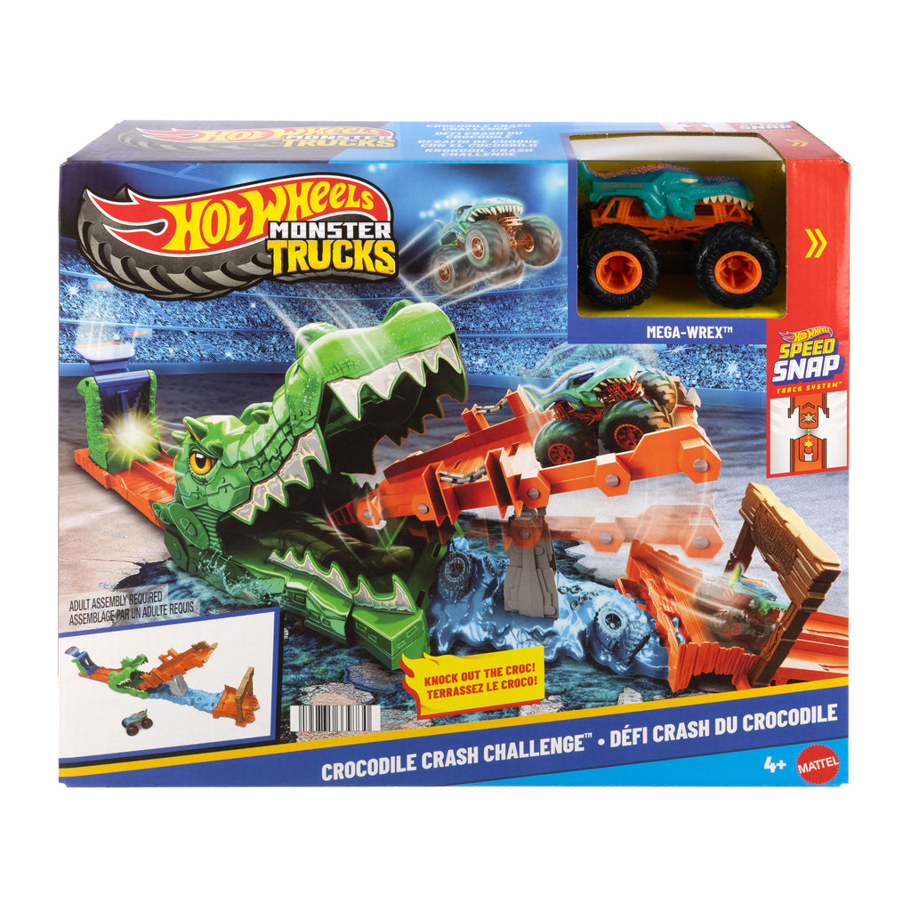 HOT WHEELS® Monster Trucks Timsahı Devir Oyun Seti ve 1:64 ölçekli Mega-Wrex aracı