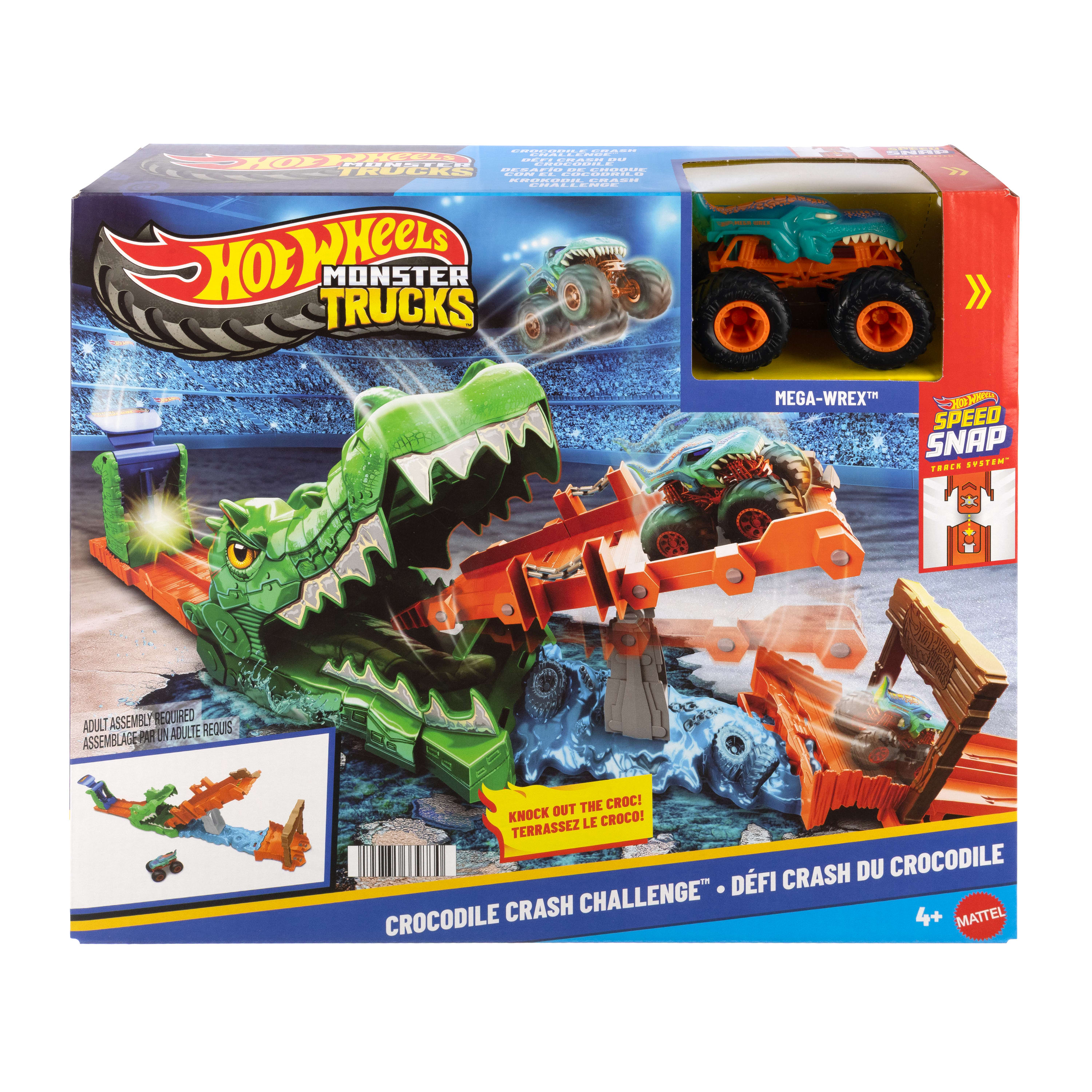 HOT WHEELS® Monster Trucks Timsahı Devir Oyun Seti ve 1:64 ölçekli Mega-Wrex aracı