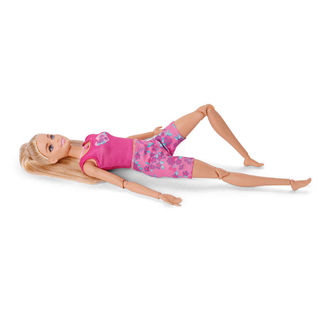 Yoga kıyafetleri giyen ışıklı, sesli ve müzikli Meditasyoncu Barbie ile köpek figürü