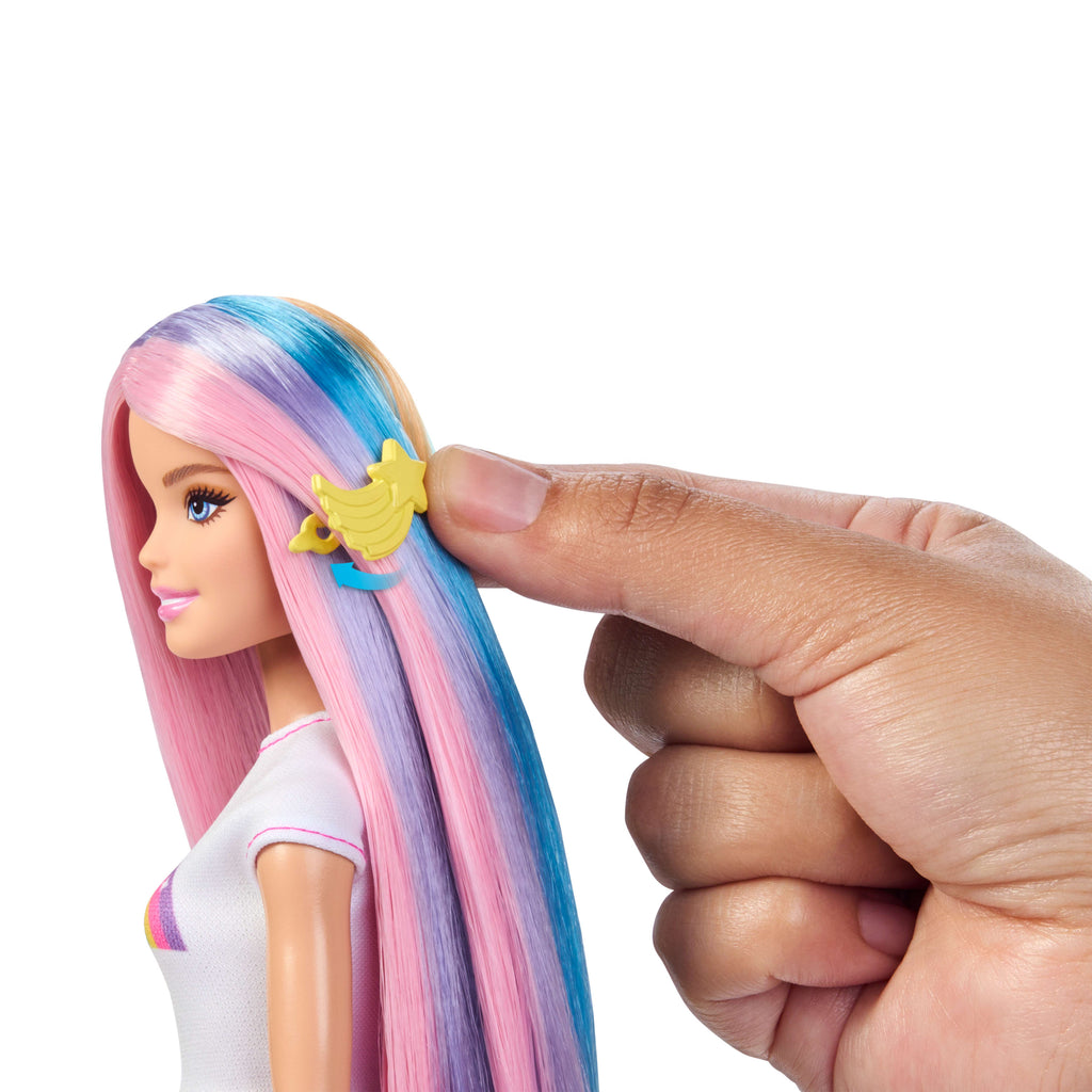 Ekstra uzun saçlı Barbie Gökkuşağı Saçlar bebekleri, 12 saç şekillendirme aksesuarı