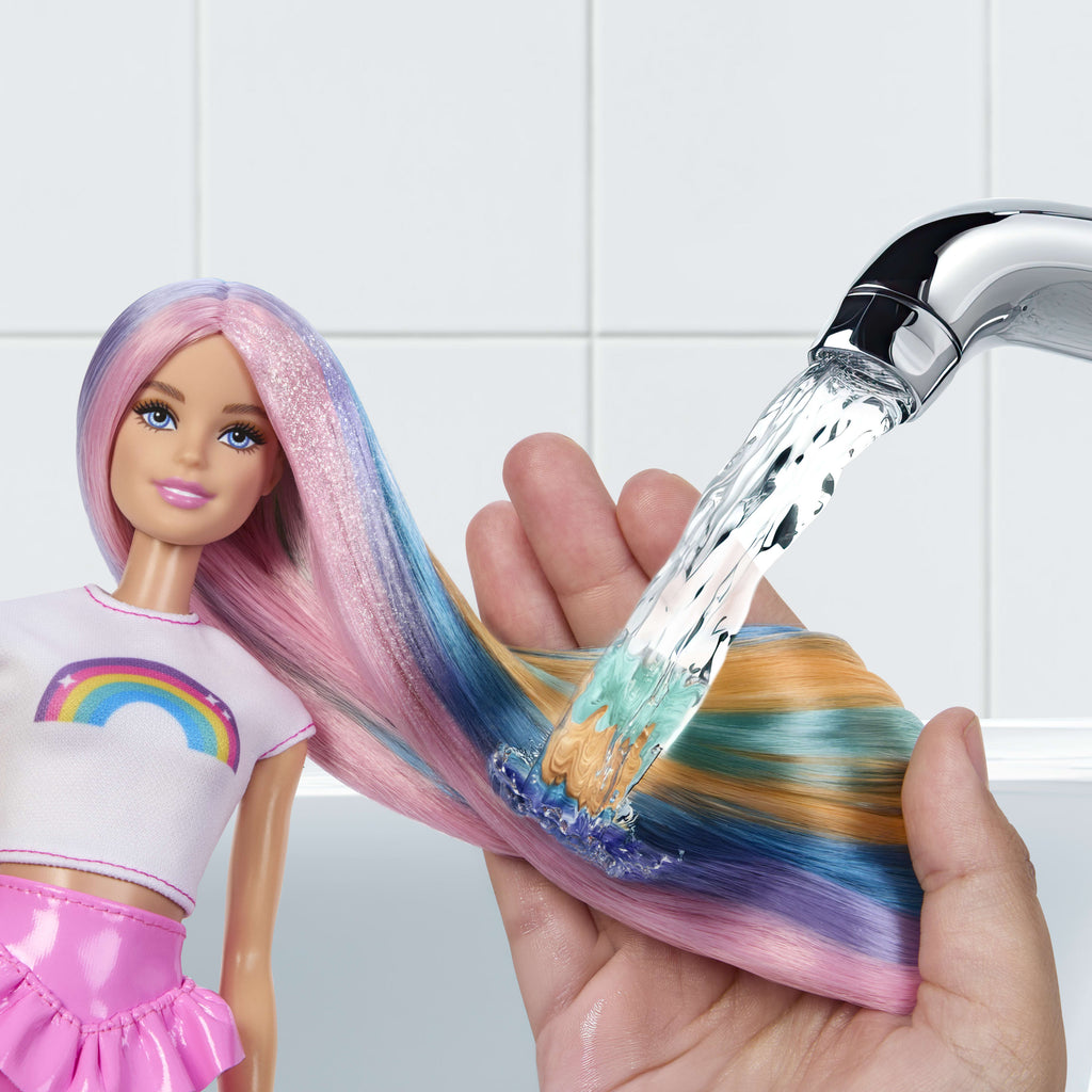 Ekstra uzun saçlı Barbie Gökkuşağı Saçlar bebeği, 12 saç şekillendirme aksesuarı