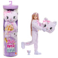 Barbie Cutie Reveal bebek ve aksesuarları, Yumuşak Dostlar Serisi kedicik, 10 sürpriz