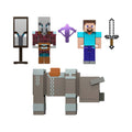 8 cm'lik koleksiyona uygun Minecraft Köy Baskını Paketi, 3 aksiyon figürü ve 3 aksesuar