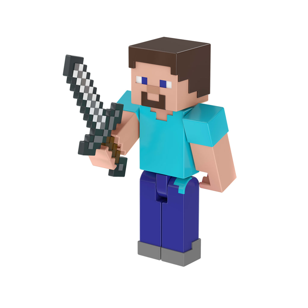 8 cm'lik koleksiyona uygun Minecraft Köy Baskını Paketi, 3 aksiyon figürü ve 3 aksesuar