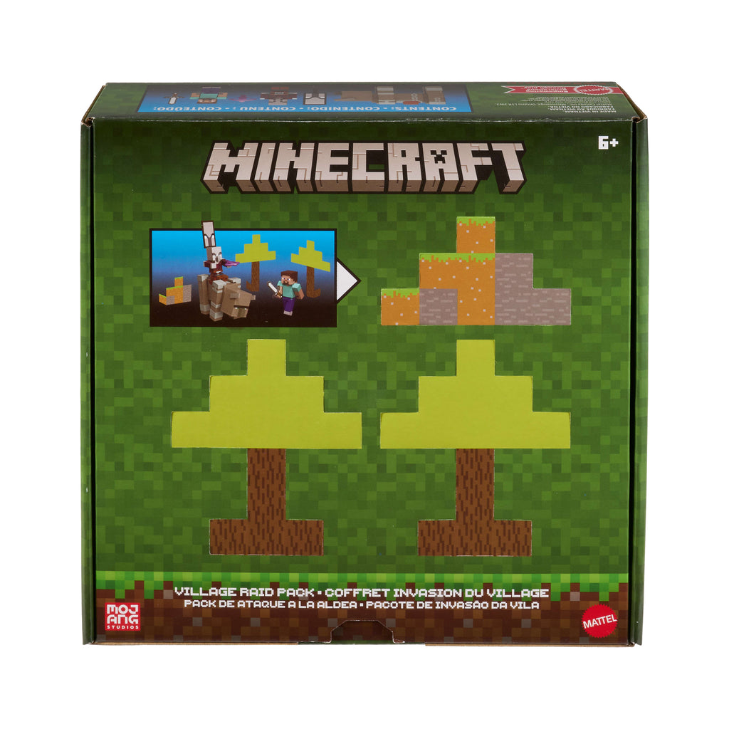 8 cm'lik koleksiyona uygun Minecraft Köy Baskını Paketi, 3 aksiyon figürü ve 3 aksesuar