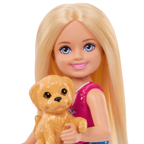 Barbie Aile ve Dostlar Doğa Maceraları oyun seti, Chelsea bebek, köpekçik ve kamp aksesuarları