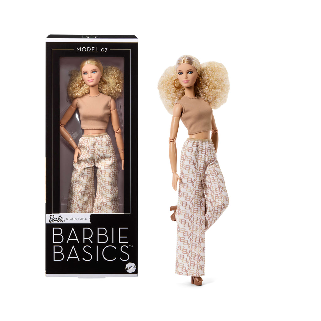 Barbie Basics altın rengi etek ve kolsuz üst giyen siyah saçlı koleksiyona uygun bebek, 6 numara