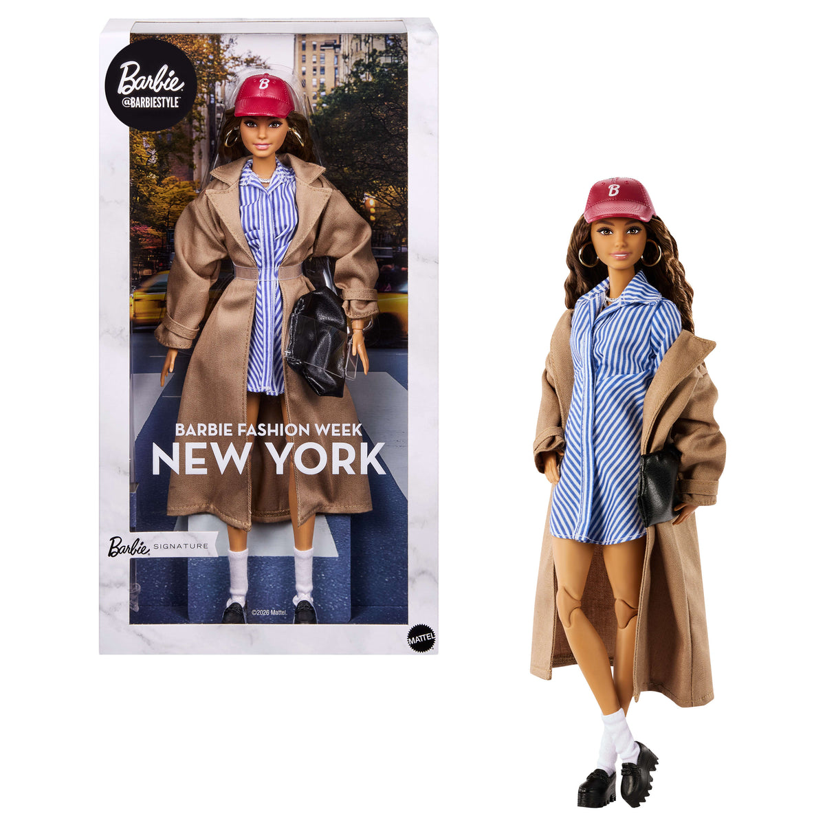 Barbie Signature @BarbieStyle koleksiyona uygun bebek, New York sokak modası kıyafetleri giyen moda haftası bebeği