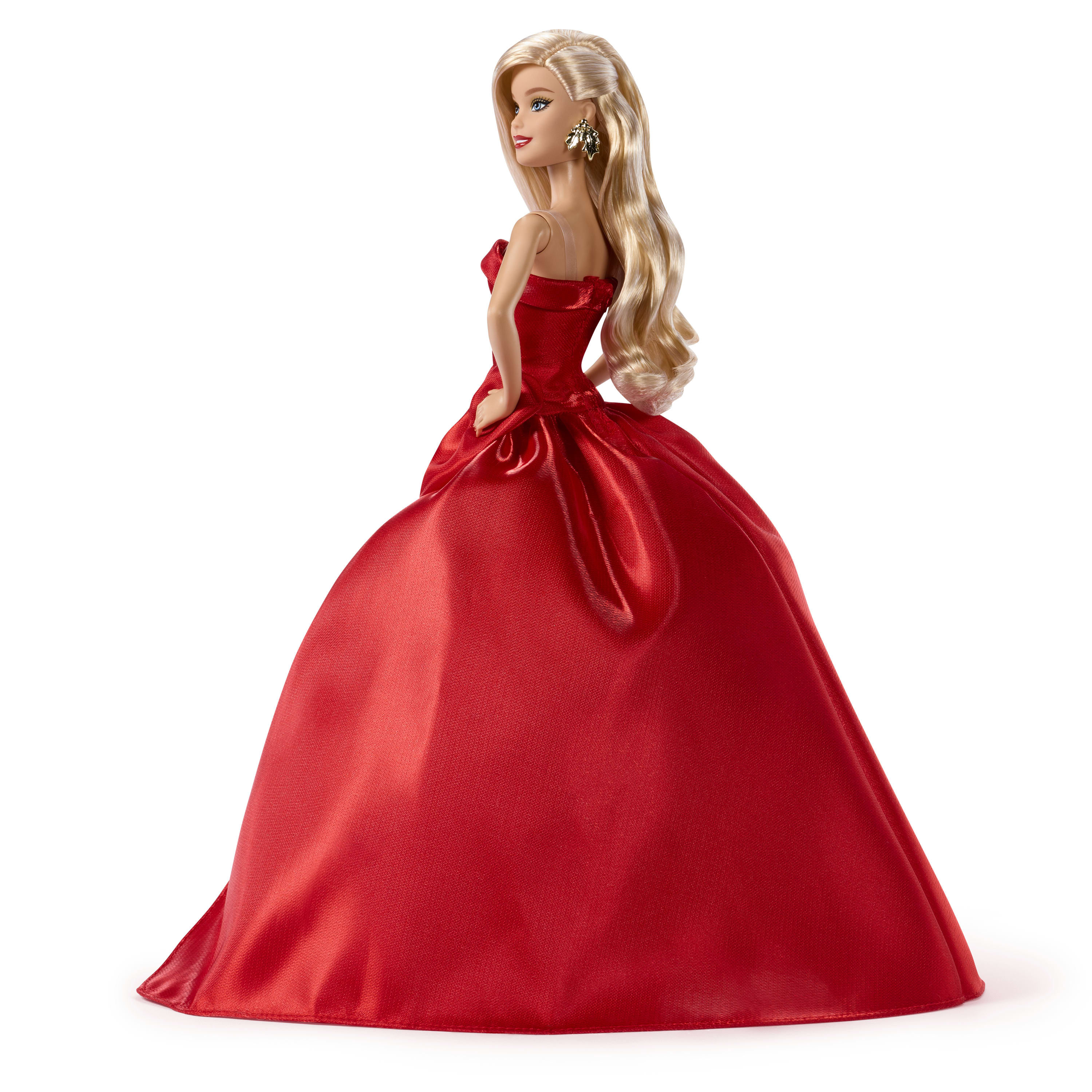 Barbie Signature 2026 Mutlu Yıllar Barbie bebeği, sezona özel koleksiyon ürünü, fiyonk detaylı kırmızı elbise giyen sarı saçlı bebek