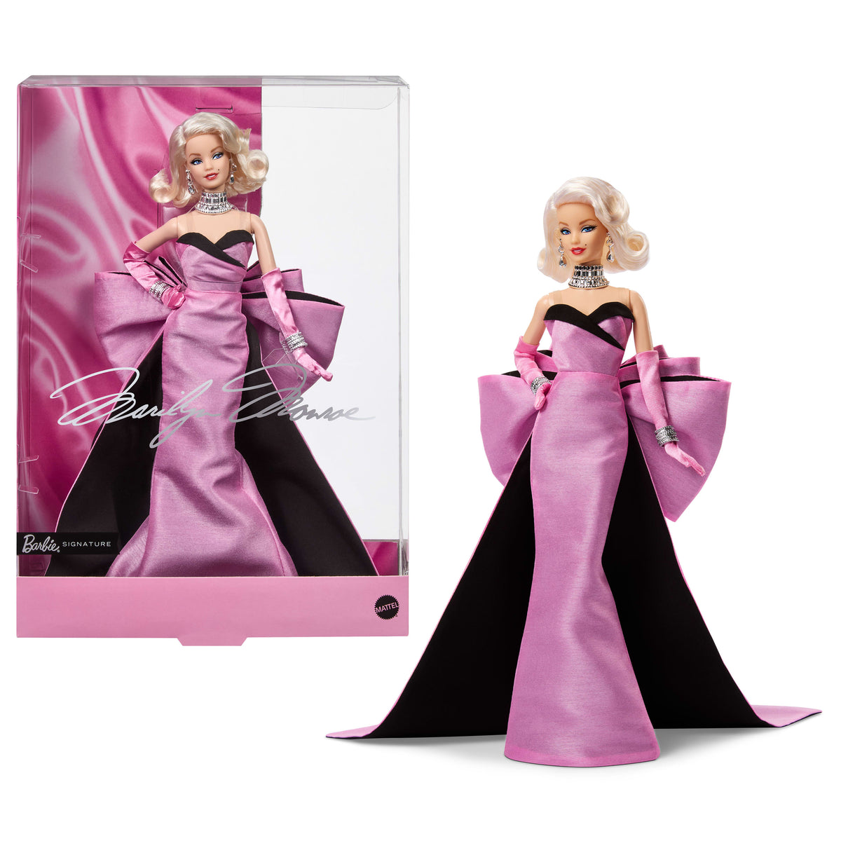 Koleksiyona Uygun Barbie Signature Marilyn Monroe Bebek, filmden ilham alan ikonik pembe elbise ve elmas mücevherler