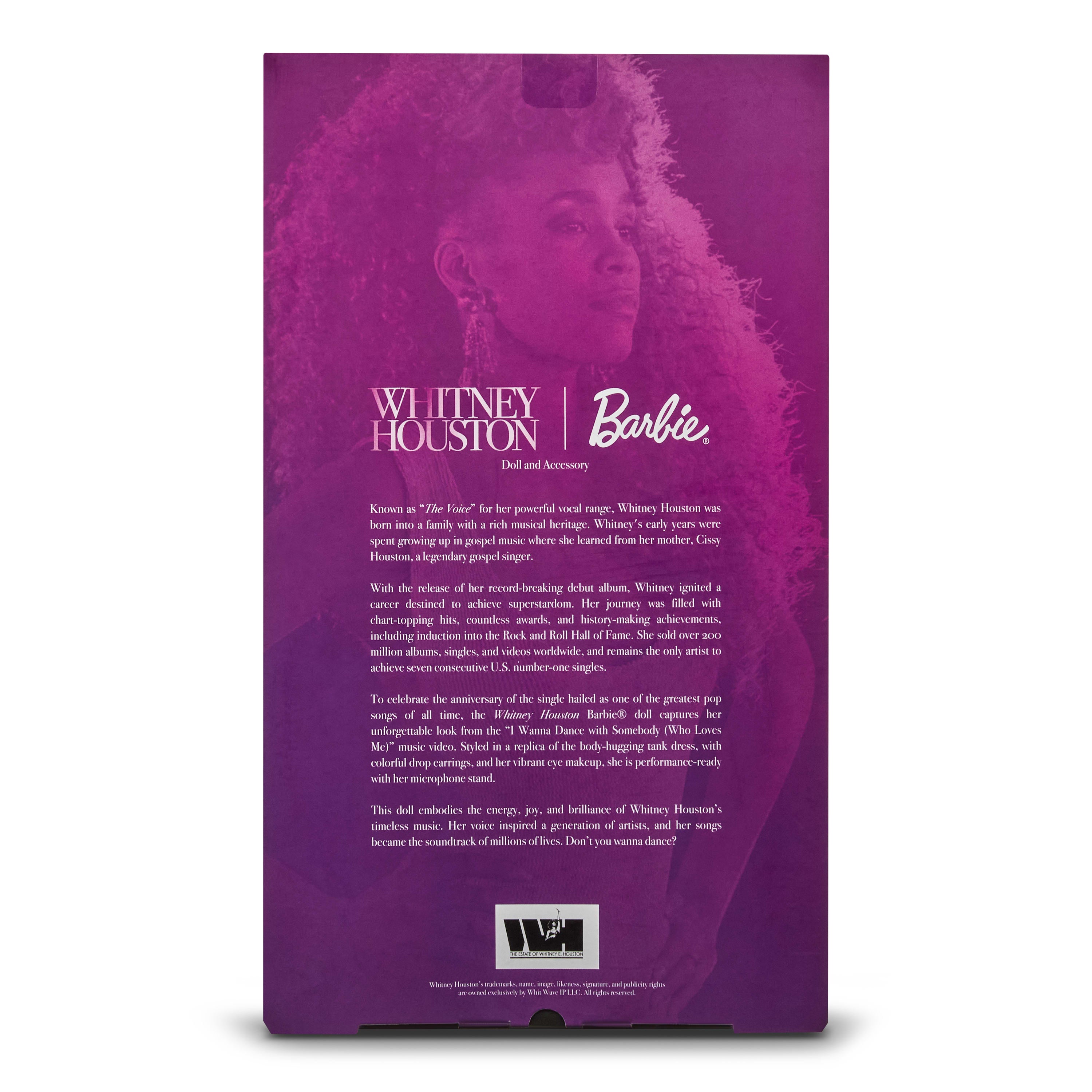 Koleksiyona Uygun Barbie Signature Whitney Houston Bebek, müzik videosundan ilham alan elbise ve mikrofon aksesuarı