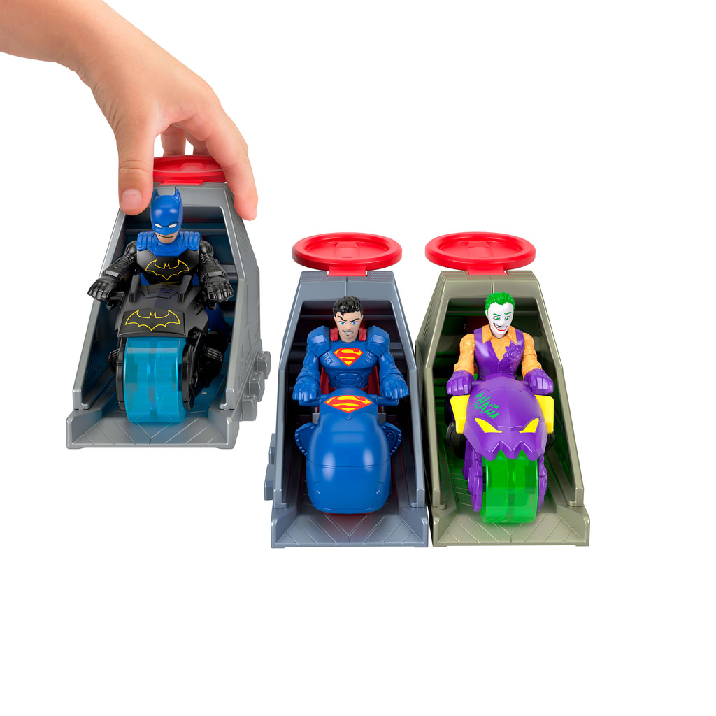 Imaginext DC Super Friends modüler fırlatıcı seti, 7 cm'lik aksiyon figürü ve oyuncak araç (Karakterler çeşitlilik gösterebilir)
