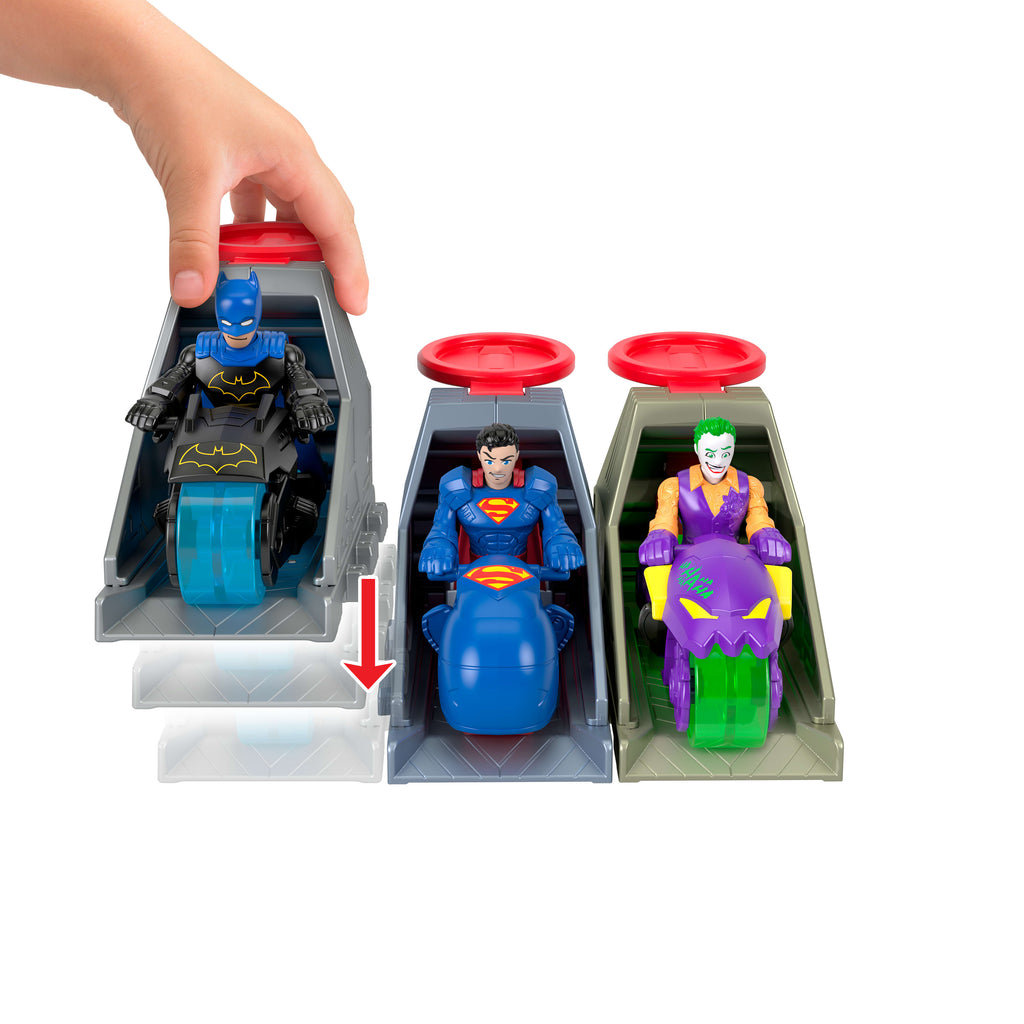 Imaginext DC Super Friends modüler fırlatıcı seti, 7 cm'lik aksiyon figürü ve oyuncak araç (Karakterler çeşitlilik gösterebilir)