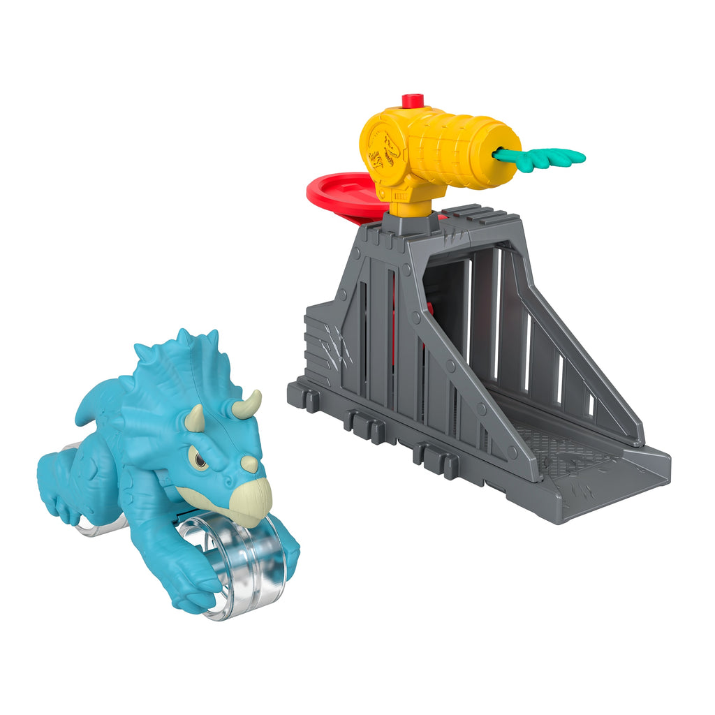 Imaginext Jurassic World Fırlatıcı Seti, çiğneme hareketli dinozor oyuncağı ve 2 aksesuar (Stiller çeşitlilik gösterebilir)