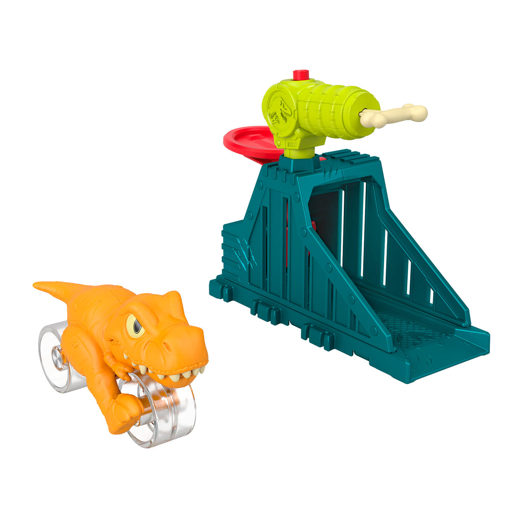 Imaginext Jurassic World Fırlatıcı Seti, çiğneme hareketli dinozor oyuncağı ve 2 aksesuar (Stiller çeşitlilik gösterebilir)