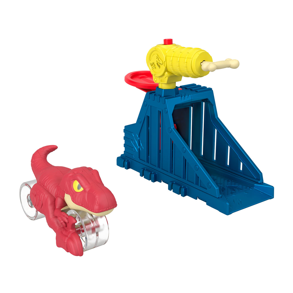 Imaginext Jurassic World Fırlatıcı Seti, çiğneme hareketli dinozor oyuncağı ve 2 aksesuar (Stiller çeşitlilik gösterebilir)