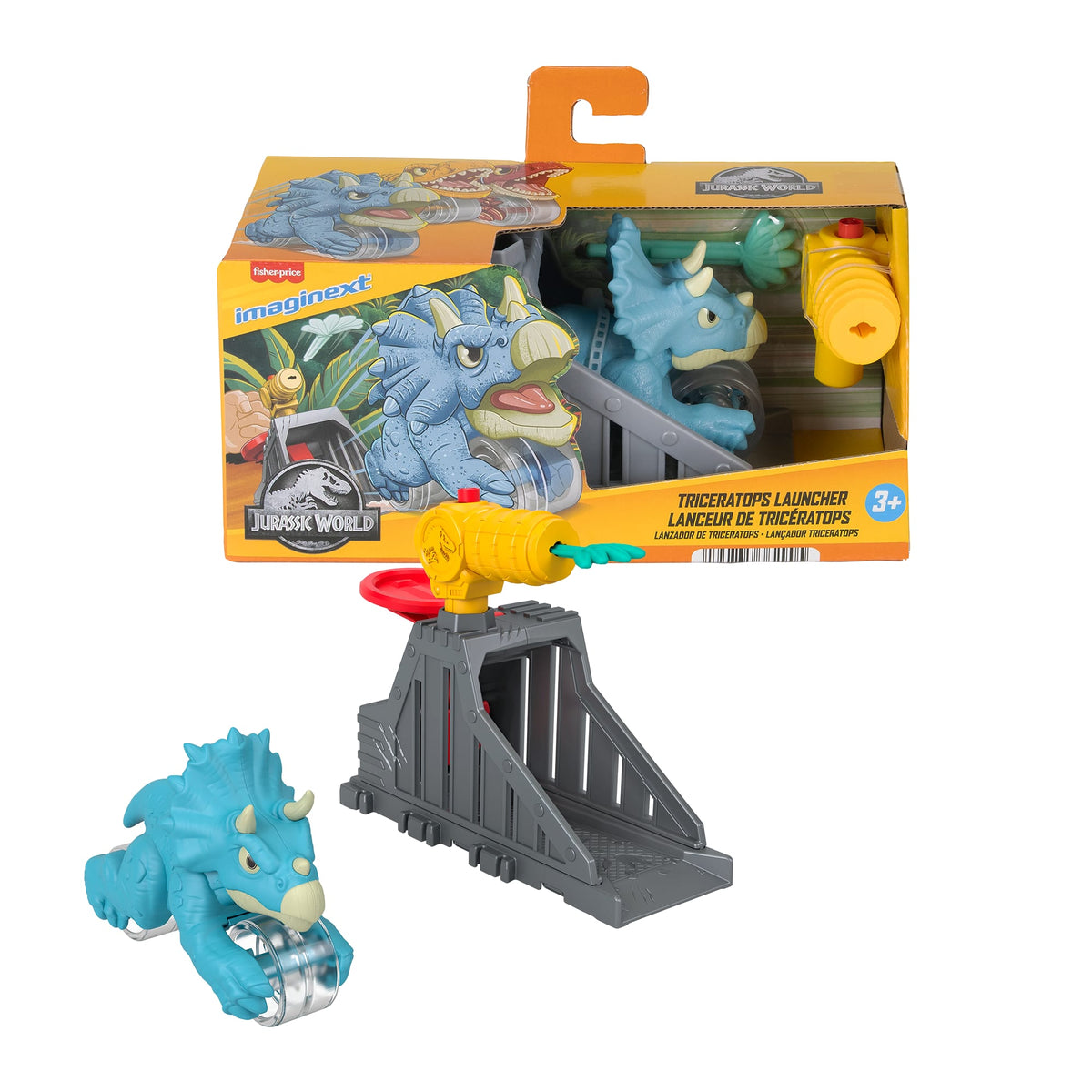 Imaginext Jurassic World Fırlatıcı Seti, çiğneme hareketli dinozor oyuncağı ve 2 aksesuar (Stiller çeşitlilik gösterebilir)