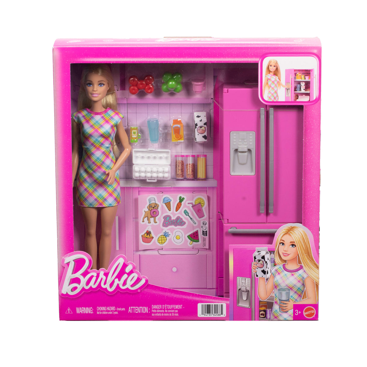 Barbie Mutfak Buzdolabı bebekli oyun seti