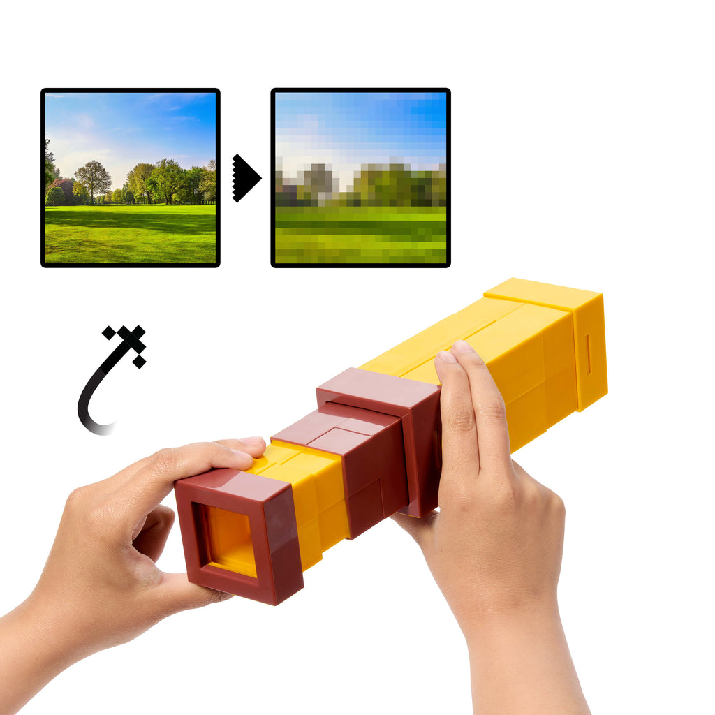 Piksel görüntü veren merceğe sahip Minecraft Piksel Efektli Oyuncak Dürbün, rol canlandırma oyunları ve kostümler için çocuklara uygun boyutlu aksesuar