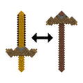 Minecraft 2'si 1 Arada Kılıç ve Kazma, çocuklara uygun boyutta canlandırma oyunlarına yönelik 2'si 1 arada dönüşebilen oyuncak ve kostümler