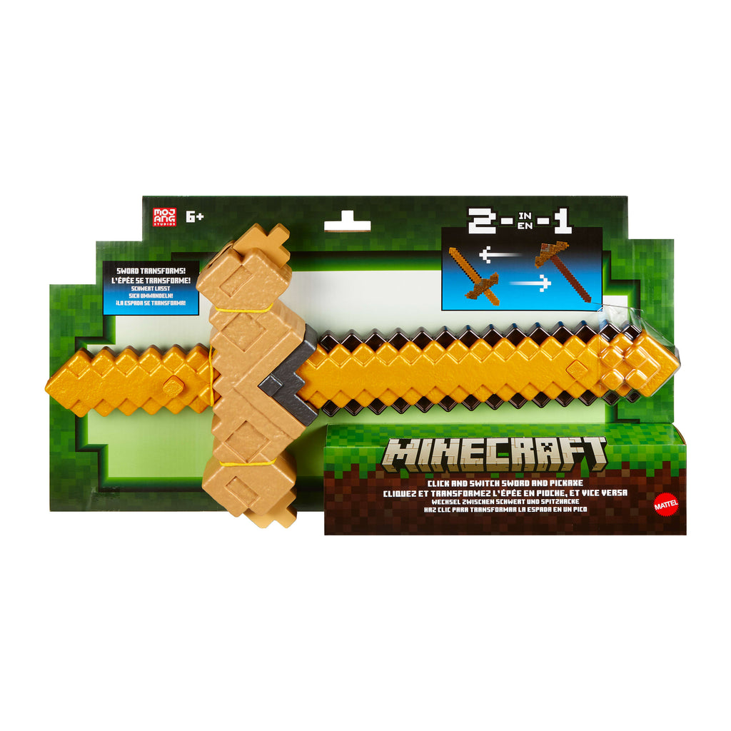 Minecraft 2'si 1 Arada Kılıç ve Kazma, çocuklara uygun boyutta canlandırma oyunlarına yönelik 2'si 1 arada dönüşebilen oyuncak ve kostümler
