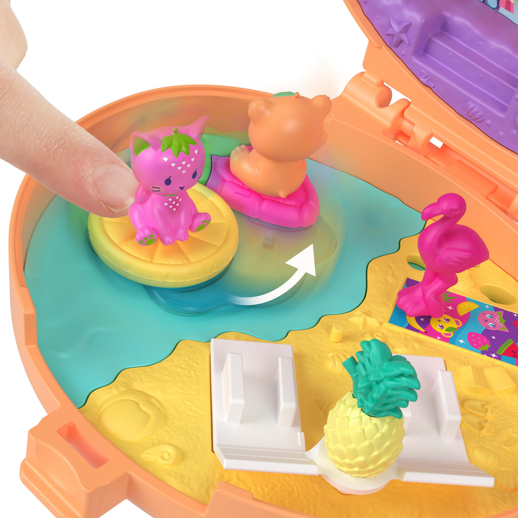 Bebek, evcil hayvanlar, anahtarlık ve meyve temalı aksesuarlar ile Polly Pocket Sevimli Ayıcık mini oyun seti