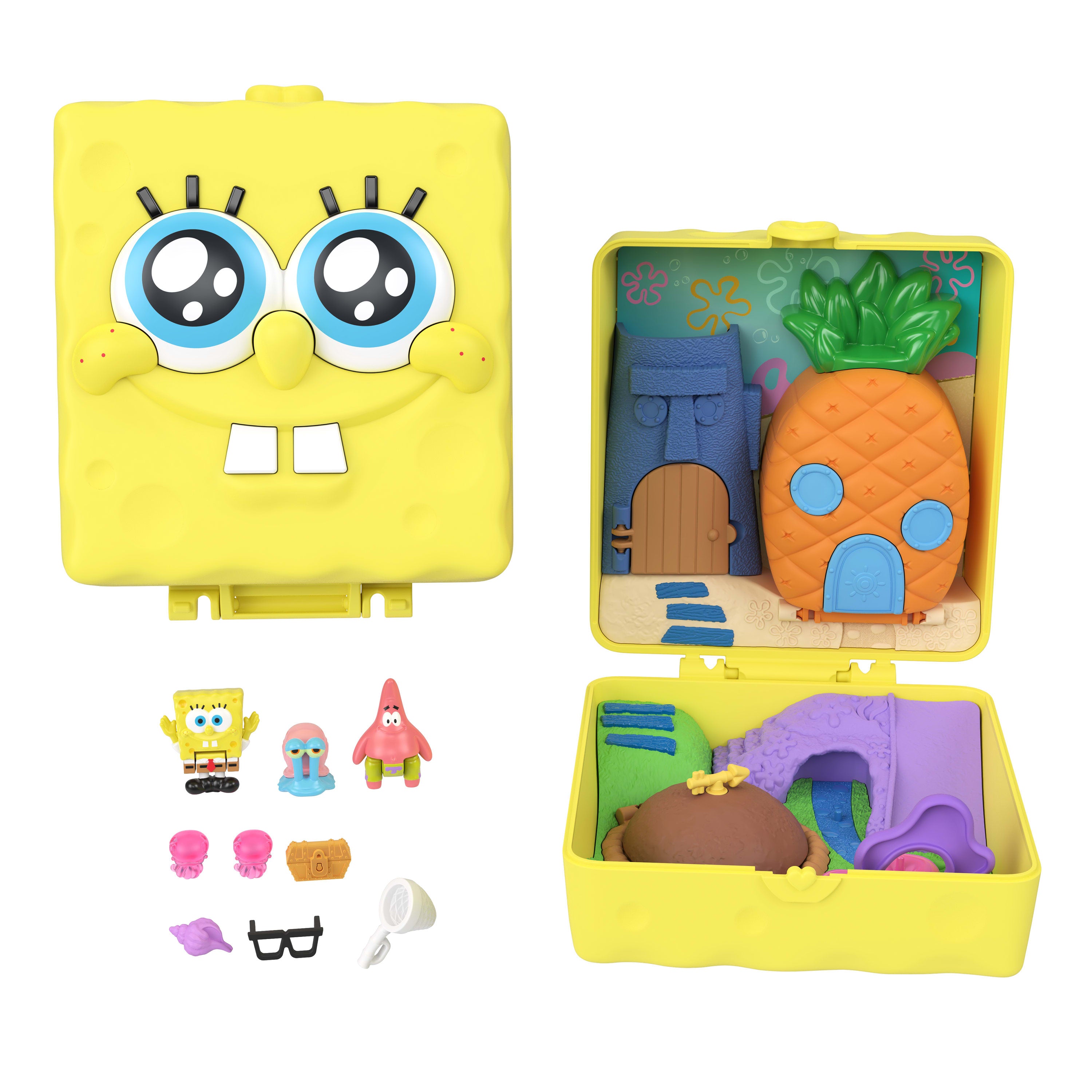 Polly Pocket mini figürler ve oyun seti, Patrick figürü ve 7 aksesuar dahil Sünger Bob Partnership mini oyun seti