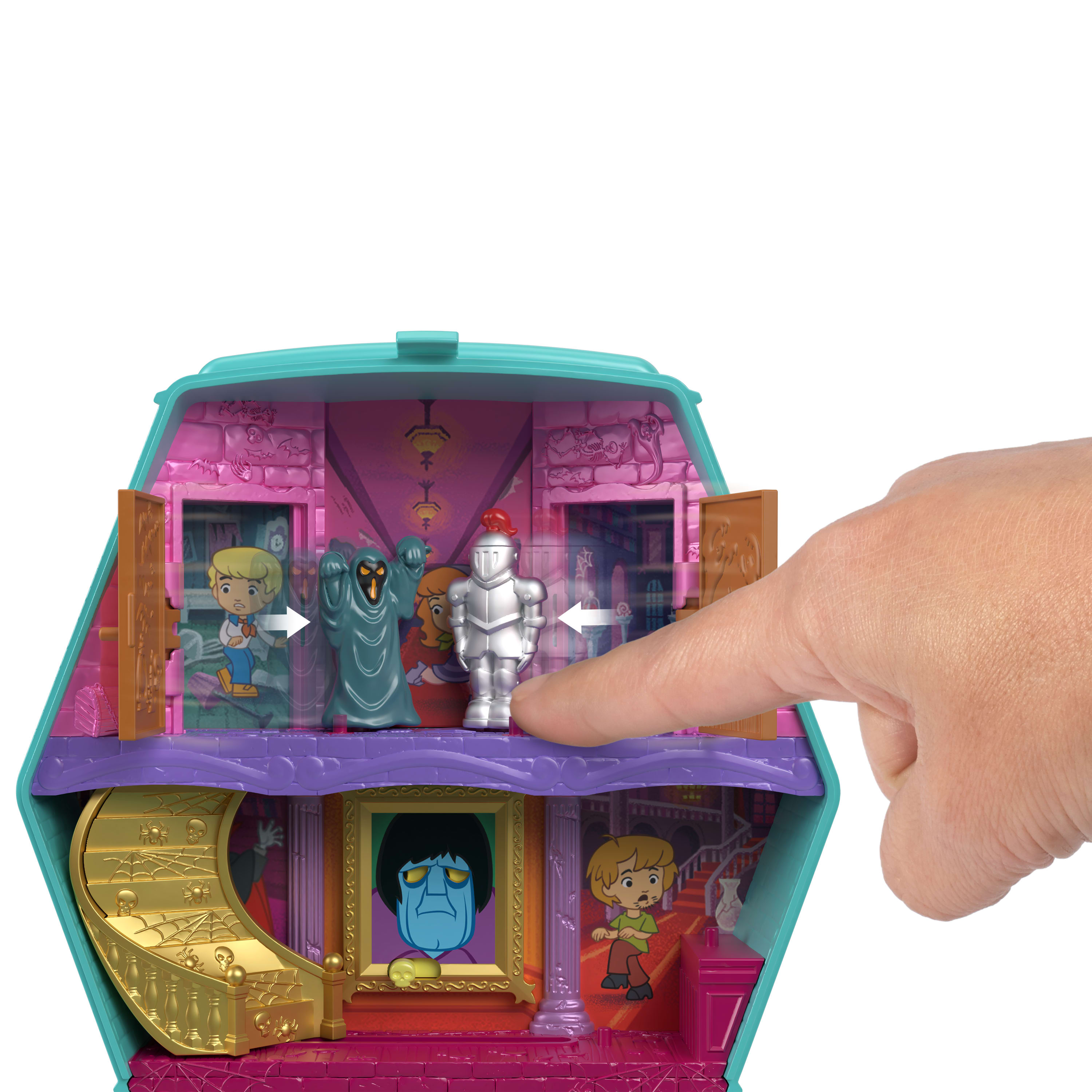 Polly Pocket mini bebekler ve oyun seti, Scooby Doo ortaklığını simgeleyen Scooby ve Velma, oyuncak araba