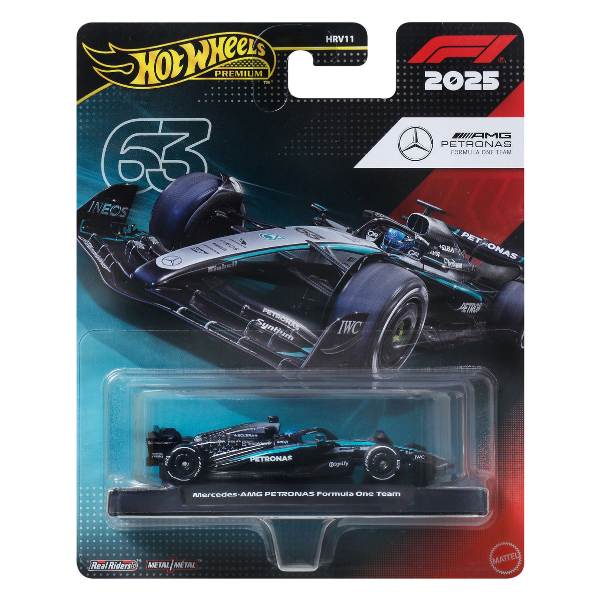 Hot Wheels Premium 2025 Formula 1 Mercedes-AMG PETRONAS Takımı #63 George Russell 1:64 Model Araba