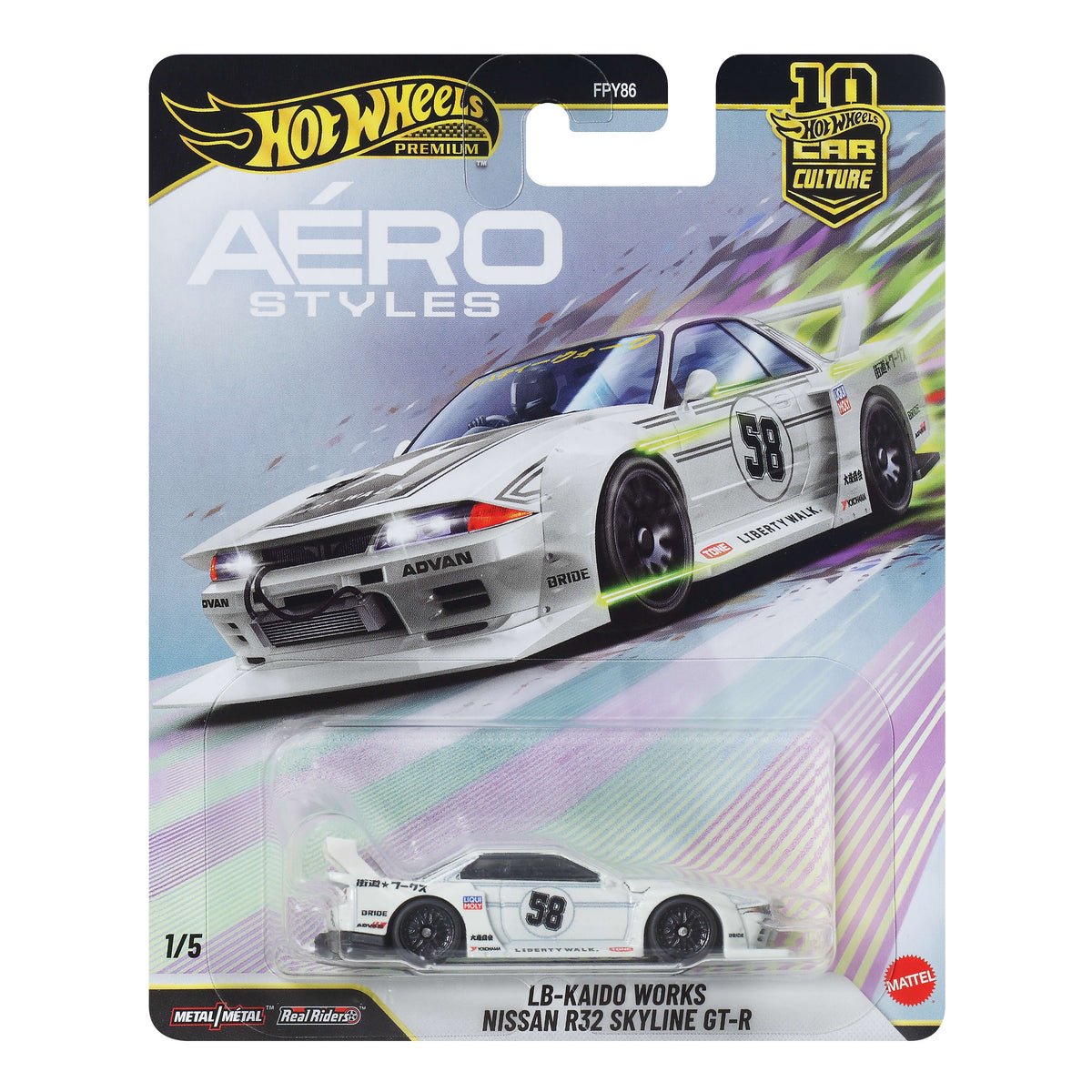 Hot Wheels Premium Car Culture LB-Kaido Works Nissan R32 Skyline GT-R 1:64 Model Araba