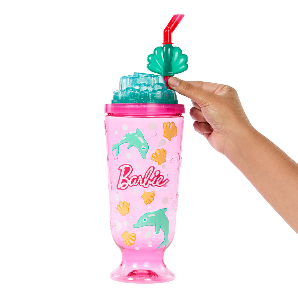 Barbie Pop Reveal Bebek ve Aksesuarlar, Deniz Esintili İçecek Serisi bebek, evcil hayvan, slime ve renk değişimi
