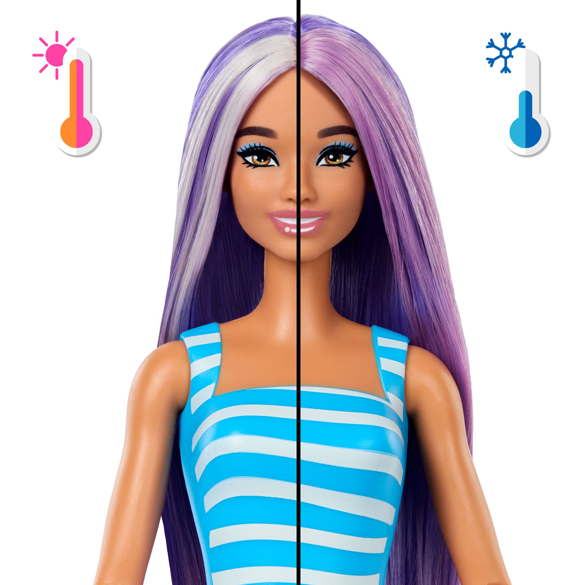 Barbie Pop Reveal Bebek ve Aksesuarlar, Deniz Esintili İçecek Serisi bebek, evcil hayvan, slime ve renk değişimi