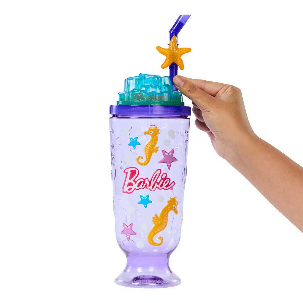 Barbie Pop Reveal Bebek ve Aksesuarlar, Deniz Esintili İçecek Serisi bebek, evcil hayvan, slime ve renk değişimi