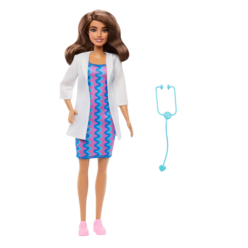 Çıkarılabilir giysileri ve stetoskopuyla Barbie Kariyer Bebekleri doktor bebek ve aksesuar