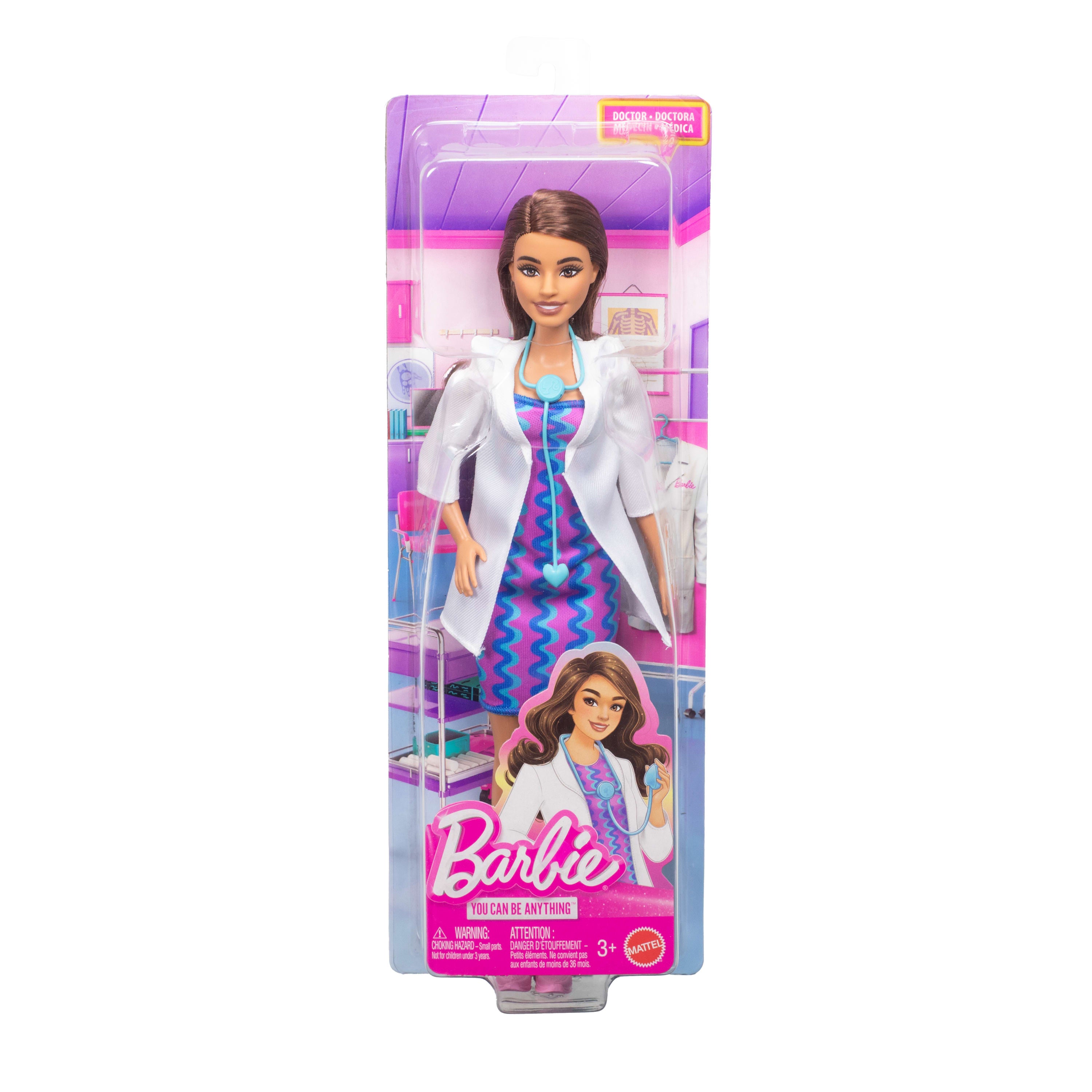 Çıkarılabilir giysileri ve stetoskopuyla Barbie Kariyer Bebekleri doktor bebek ve aksesuar