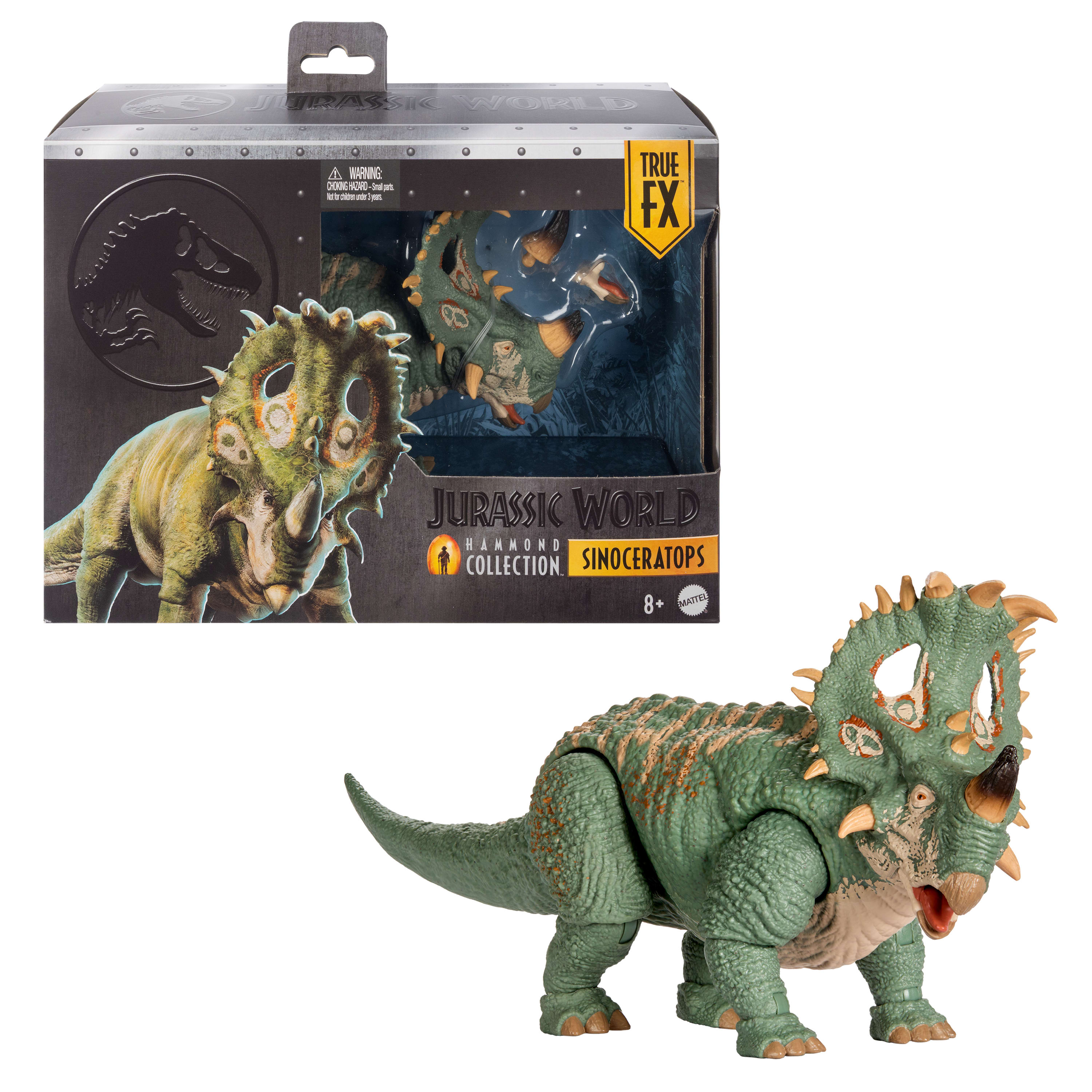 Eklemleri bükülebilen, büyük ölçekli delüks Jurassic World Hammond Koleksiyonu Sinoceratops aksiyon figürü