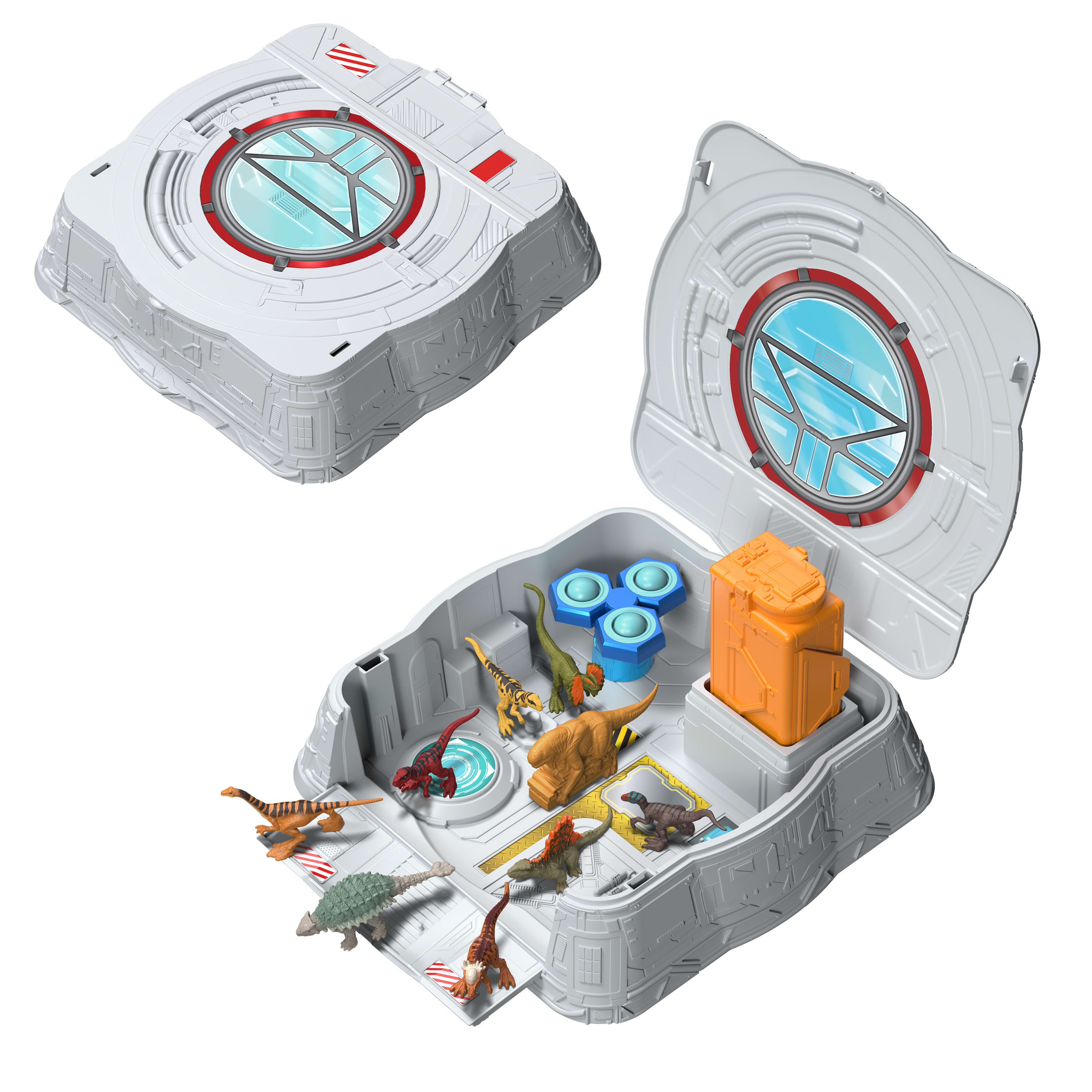 Jurassic World Duyusal Oyun Seti, çanta içinde 8 mini figür ve çark